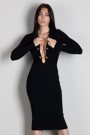 Elisabetta Franchi Abito In Maglia con Catene T-bar AM01S66E2 NERO
