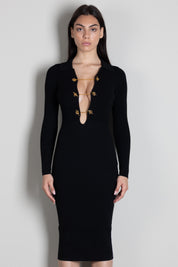 Elisabetta Franchi Abito In Maglia con Catene T-bar AM01S66E2 NERO
