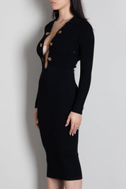 Elisabetta Franchi Abito In Maglia con Catene T-bar AM01S66E2 NERO