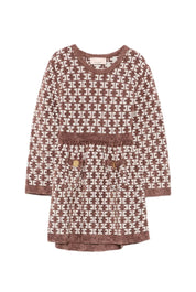 Elisabetta Franchi Bambina Abito In Maglia con Motivo Monogram e Tasche Applicate EGAB250CFL149.D662