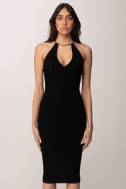 Elisabetta Franchi Abito In Maglia con Ricami a Jour AM16S61E2 NERO