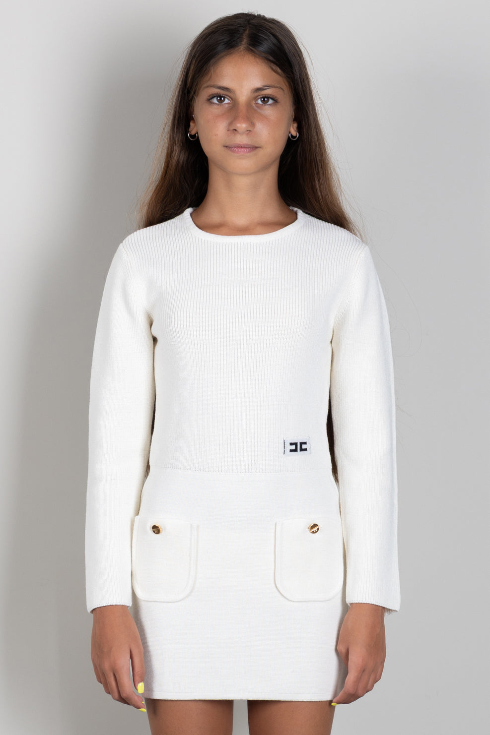 Elisabetta Franchi Bambina Abito In Maglia con Tasche EFAB681CFL159.0077