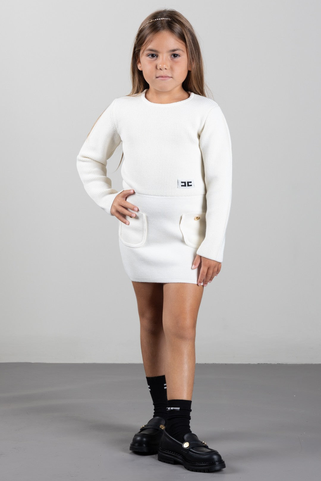 Elisabetta Franchi Bambina Abito In Maglia con Tasche EFAB681CFL159.0077