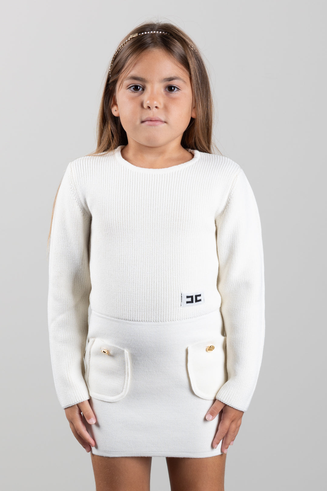Elisabetta Franchi Bambina Abito In Maglia con Tasche EFAB681CFL159.0077