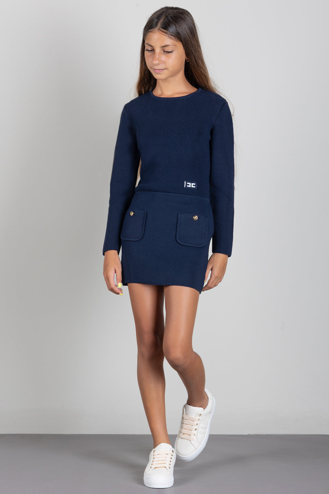 Elisabetta Franchi Bambina Abito In Maglia con Tasche EFAB681CFL159.4462