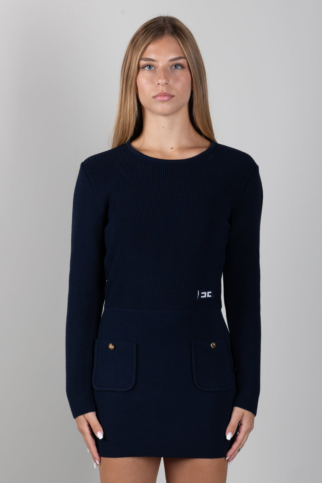 Elisabetta Franchi Bambina Abito In Maglia con Tasche EFAB681CFL159.4462