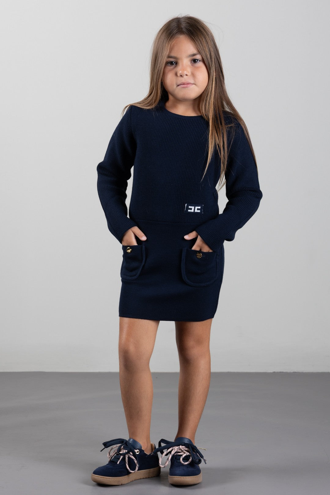 Elisabetta Franchi Bambina Abito In Maglia con Tasche EFAB681CFL159.4462
