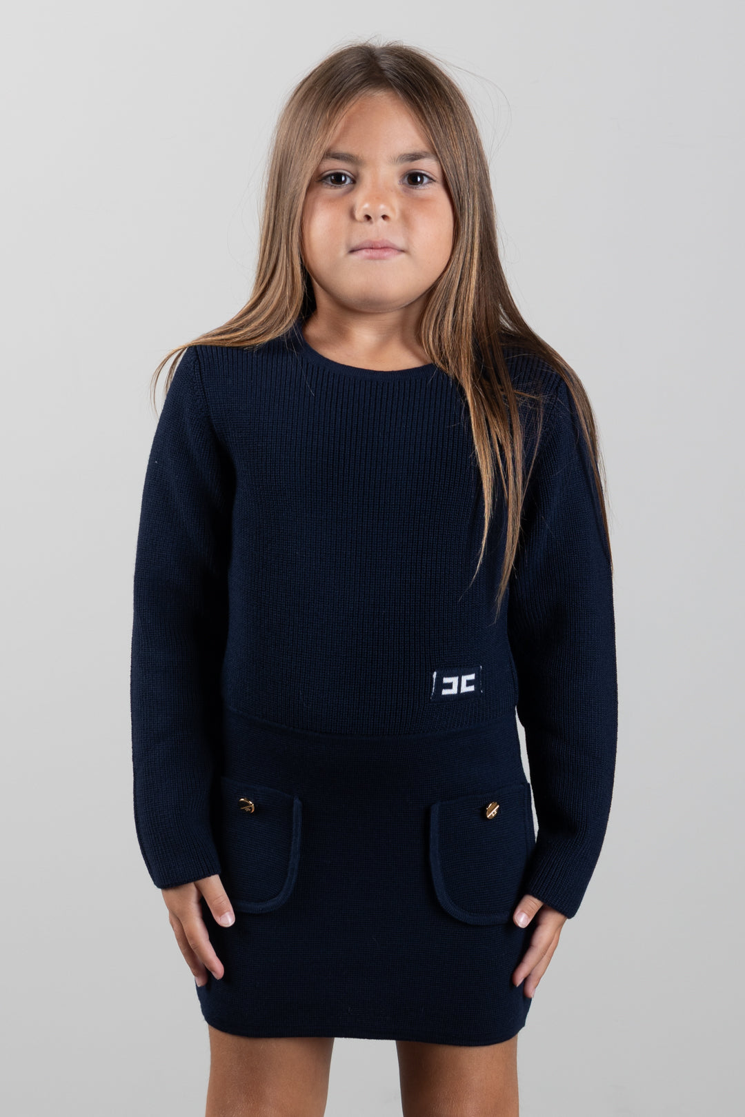 Elisabetta Franchi Bambina Abito In Maglia con Tasche EFAB681CFL159.4462