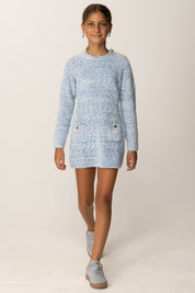 Elisabetta Franchi Bambina Abito In Maglia Effetto Ciniglia EFAB640CFL082 STARLIGHT