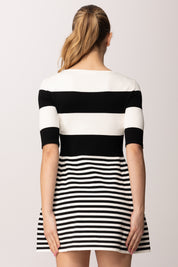 Elisabetta Franchi Bambina Abito In Maglia Gonna a Righe e Logo a Intarsio EFAB648CFL060.D028