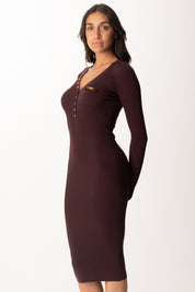 Elisabetta Franchi Abito In Maglia Midi con Scollo a V AM10B56E2 MERLOT
