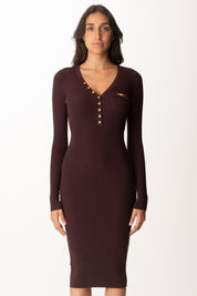 Elisabetta Franchi Abito In Maglia Midi con Scollo a V AM10B56E2 MERLOT