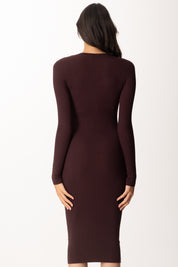 Elisabetta Franchi Abito In Maglia Midi con Scollo a V AM10B56E2 MERLOT