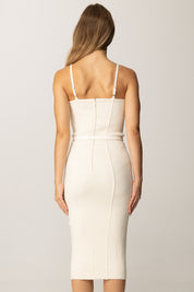 Elisabetta Franchi Abito In Maglia Punto Stoffa con Cintura AM14S56E2 MILK