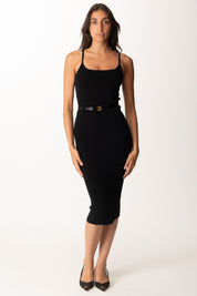 Elisabetta Franchi Abito In Maglia Punto Stoffa con Cintura AM14S56E2 NERO