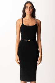 Elisabetta Franchi Abito In Maglia Punto Stoffa con Cintura AM14S56E2 NERO