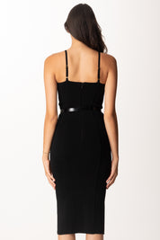 Elisabetta Franchi Abito In Maglia Punto Stoffa con Cintura AM14S56E2 NERO