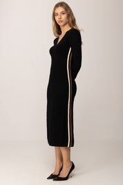 Akep Abito In Maglia Punto Traforato con Bande Laterali a Contrasto
 VSKD11038 NERO