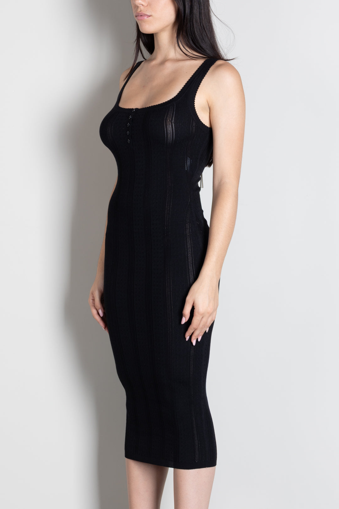 Elisabetta Franchi Abito In Maglia Traforata con Spalline AM16S66E2 NERO