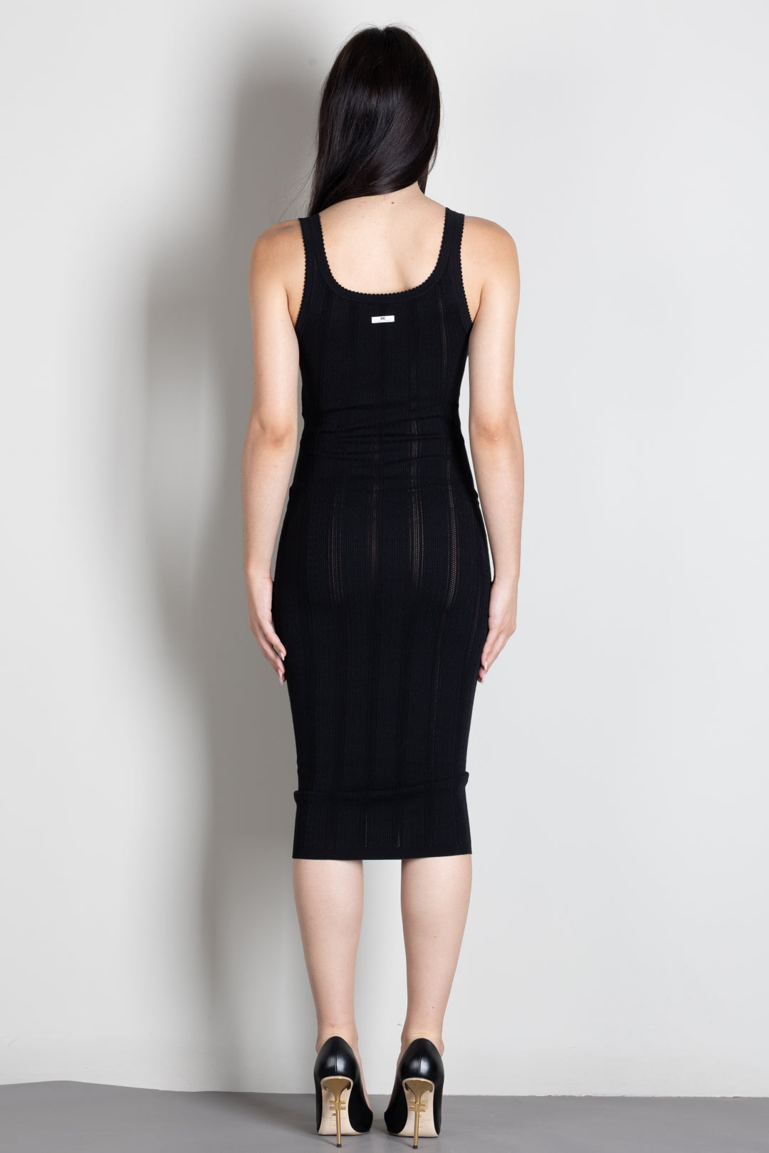 Elisabetta Franchi Abito In Maglia Traforata con Spalline AM16S66E2 NERO