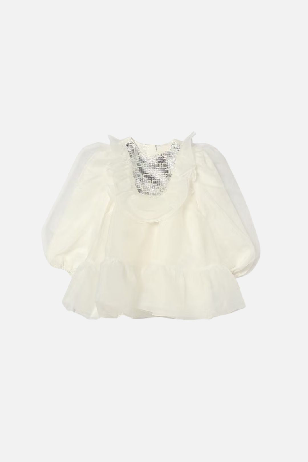 Elisabetta Franchi Bambina Abito In Organza con Applicazione Strass Su Plastron EGAB2560OR037.0175