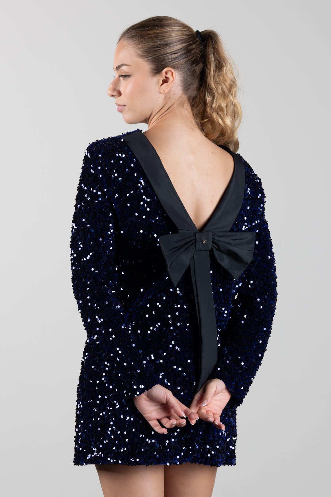 Elisabetta Franchi Bambina Abito In Paillettes con Fiocco Dietro EFAB7010TV093.4002