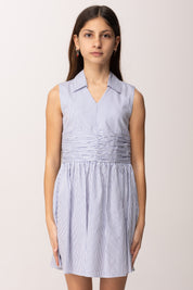 Elisabetta Franchi Bambina Abito In Popeline Rigato con Ricamo Logo EFAB6710CR025.D885