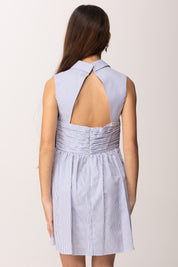 Elisabetta Franchi Bambina Abito In Popeline Rigato con Ricamo Logo EFAB6710CR025.D885