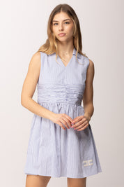 Elisabetta Franchi Bambina Abito In Popeline Rigato con Ricamo Logo EFAB6710CR025.D885