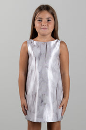 Elisabetta Franchi Bambina Abito In Shantung Stampa Piume con Maxi Fiocco Retro EFAB7100RAE03.0015