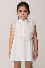 Elisabetta Franchi Bambina Abito In Taffetà con Rouches In Organza EGAB2310TV033.0004