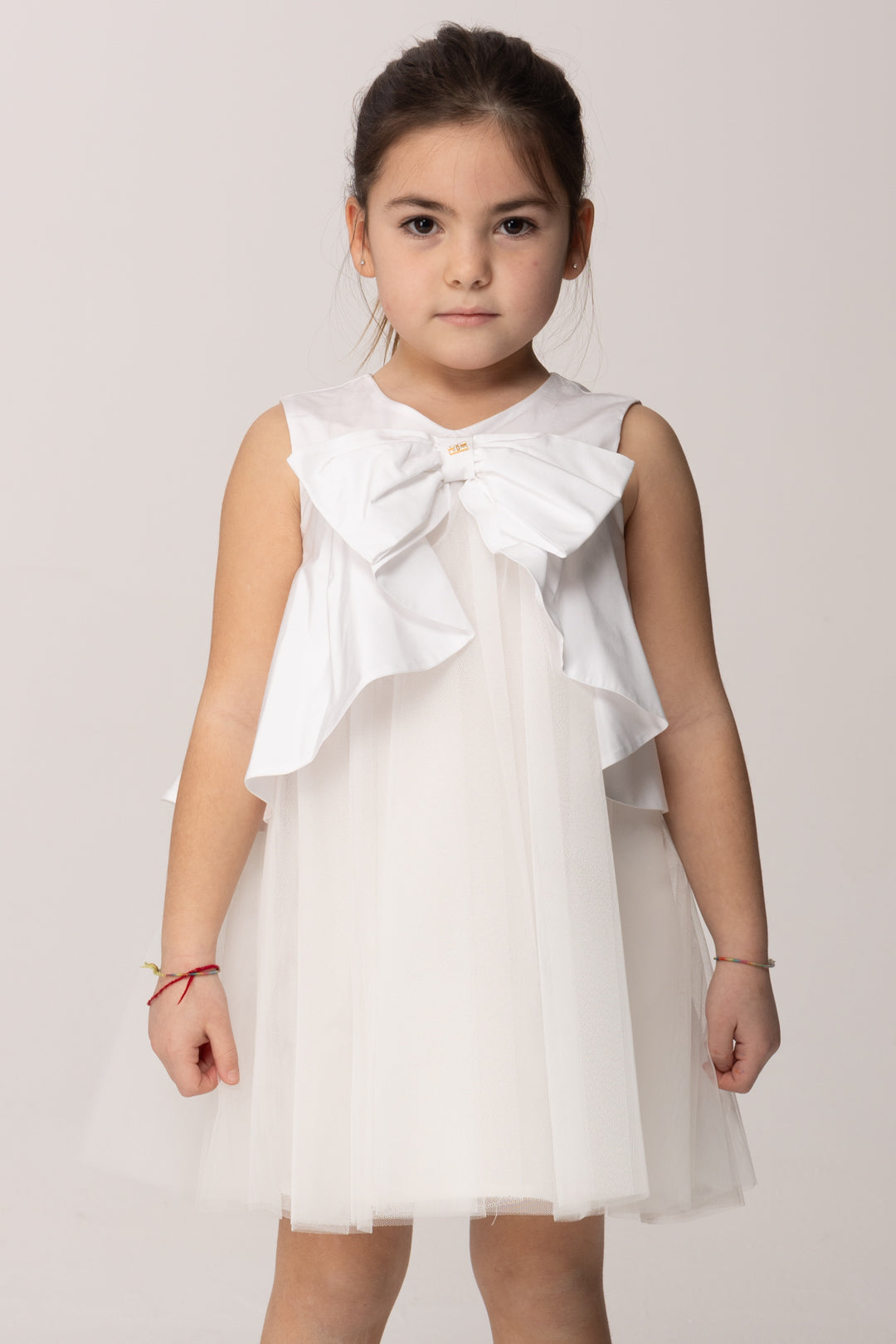 Elisabetta Franchi Bambina Abito In Tulle con Fiocco Frontale EGAB2380TV033.0195