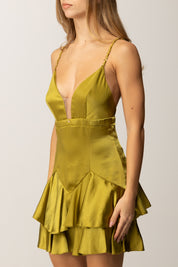 Elisabetta Franchi Abito In Tulle e Raso con Stampa Pitone AB87957E2 IGUANA