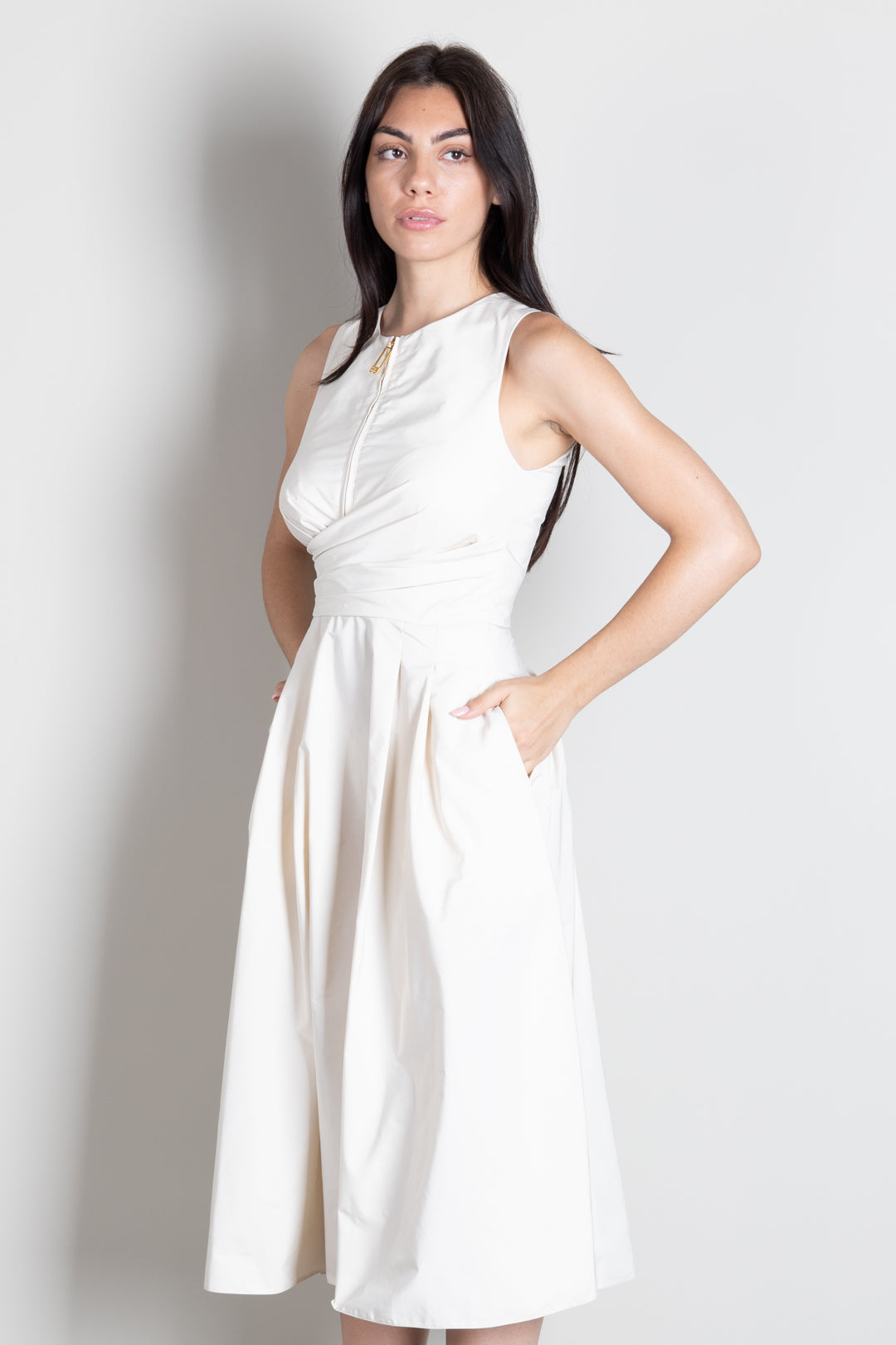 Elisabetta Franchi Abito In Vela Taffettà con Drappeggio AB96666E2 AVENA
