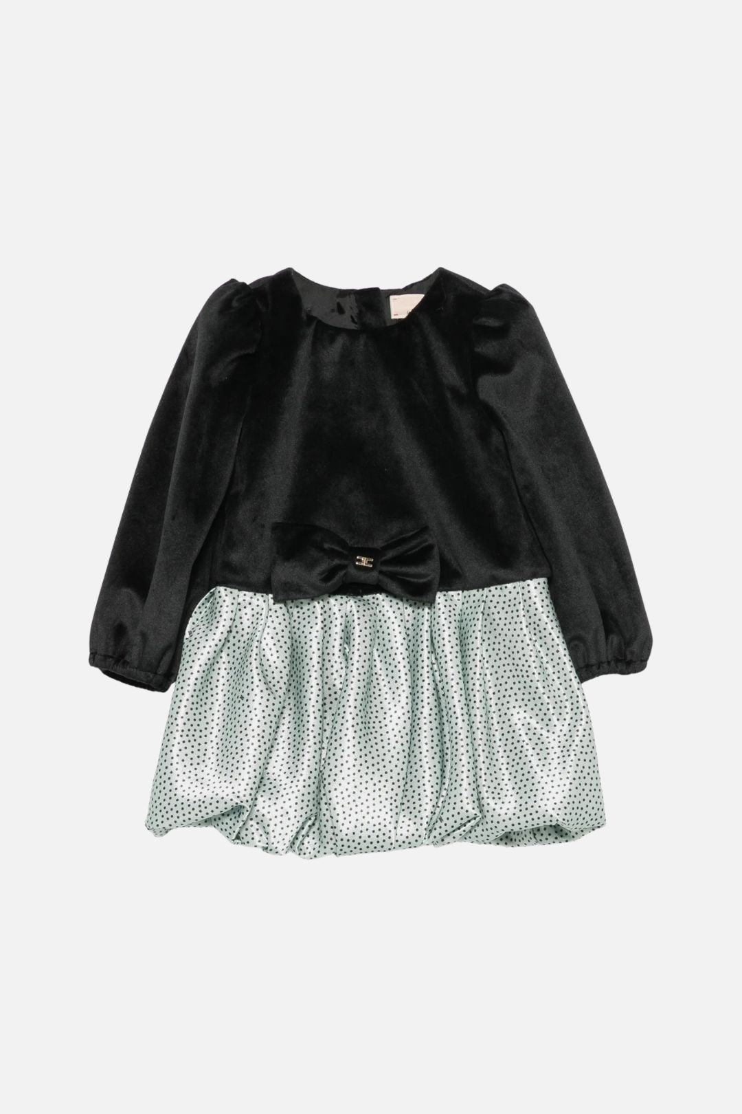 Elisabetta Franchi Bambina Abito In Velluto con Gonna In Shantung a Pois EGAB2520VE018.D579