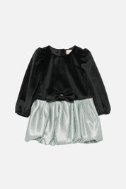 Elisabetta Franchi Bambina Abito In Velluto con Gonna In Shantung a Pois EGAB2520VE018.D579