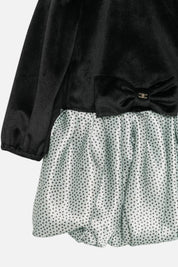 Elisabetta Franchi Bambina Abito In Velluto con Gonna In Shantung a Pois EGAB2520VE018.D579