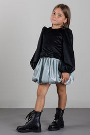 Elisabetta Franchi Bambina Abito In Velluto con Gonna In Shantung a Pois EGAB2520VE018.D579