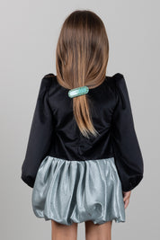 Elisabetta Franchi Bambina Abito In Velluto con Gonna In Shantung a Pois EGAB2520VE018.D579