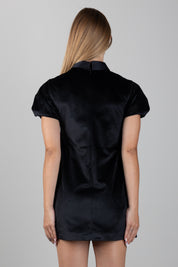 Elisabetta Franchi Bambina Abito In Velluto con Plastron a Contrasto EFAB7000VE018.N077