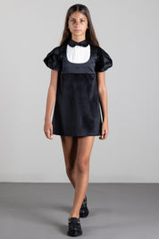 Elisabetta Franchi Bambina Abito In Velluto con Plastron a Contrasto EFAB7000VE018.N077