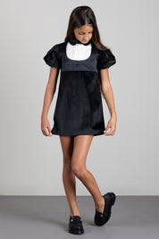 Elisabetta Franchi Bambina Abito In Velluto con Plastron a Contrasto EFAB7000VE018.N077