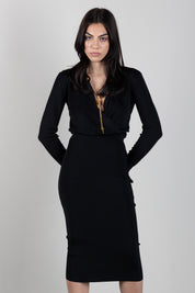 Elisabetta Franchi Abito In Viscosa con Catena Gioiello AM19S66E2 NERO