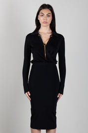 Elisabetta Franchi Abito In Viscosa con Catena Gioiello AM19S66E2 NERO