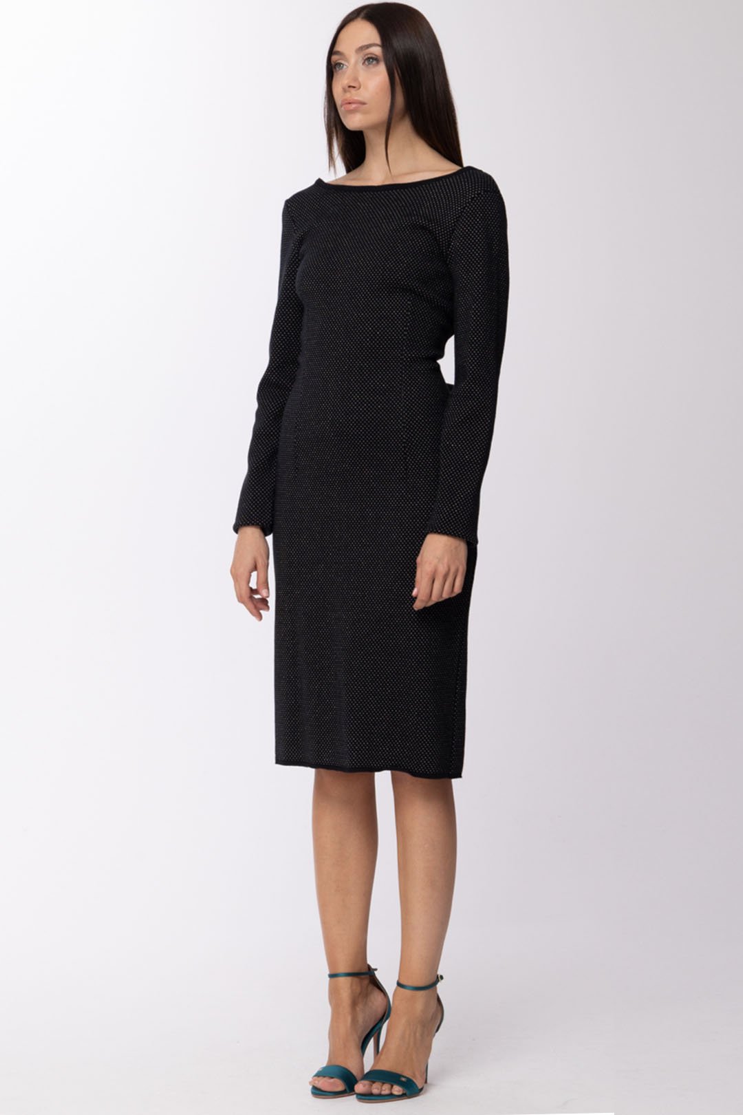 Manila Grace Woman Jacquard Knit Dress with Open Back and Visible Zip  S08820 – Khloefemme