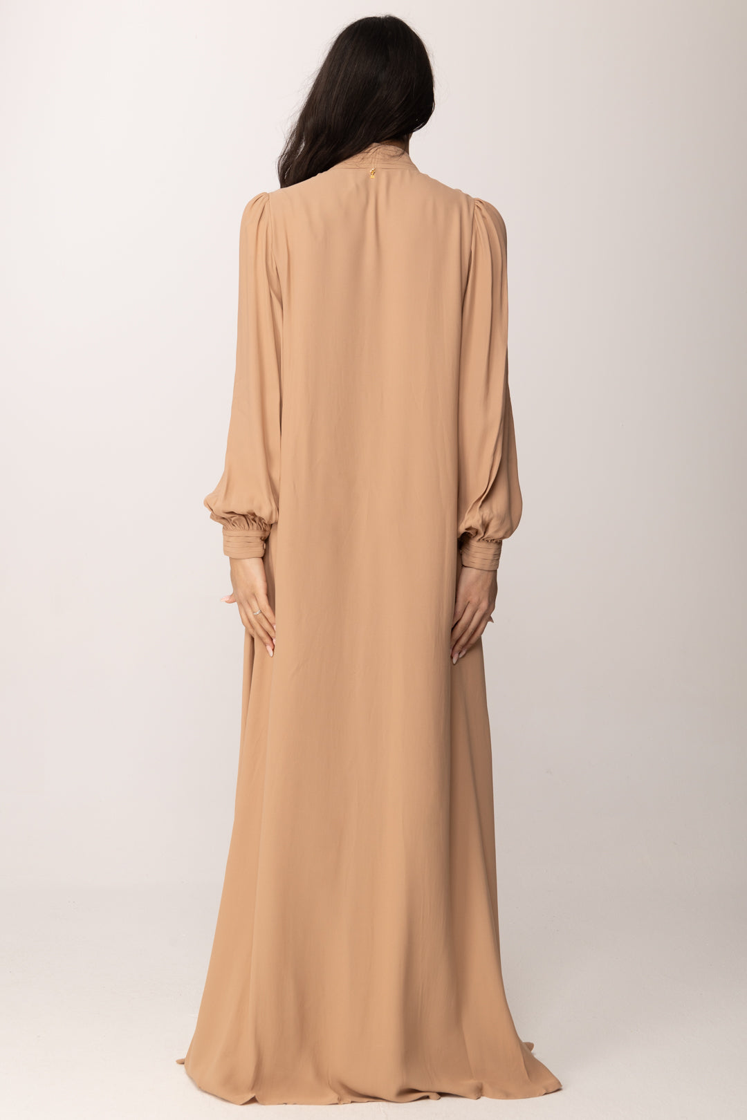 Elisabetta Franchi Abito Kimono Fluido con Ricami Gioiello KI00365E2 NUDO