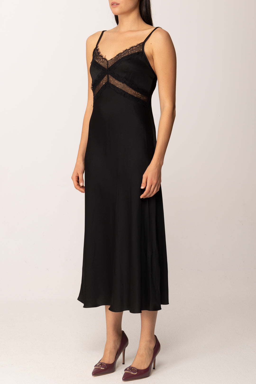 Khloe Femme Abito Lingerie In Raso con Pizzo BLACK