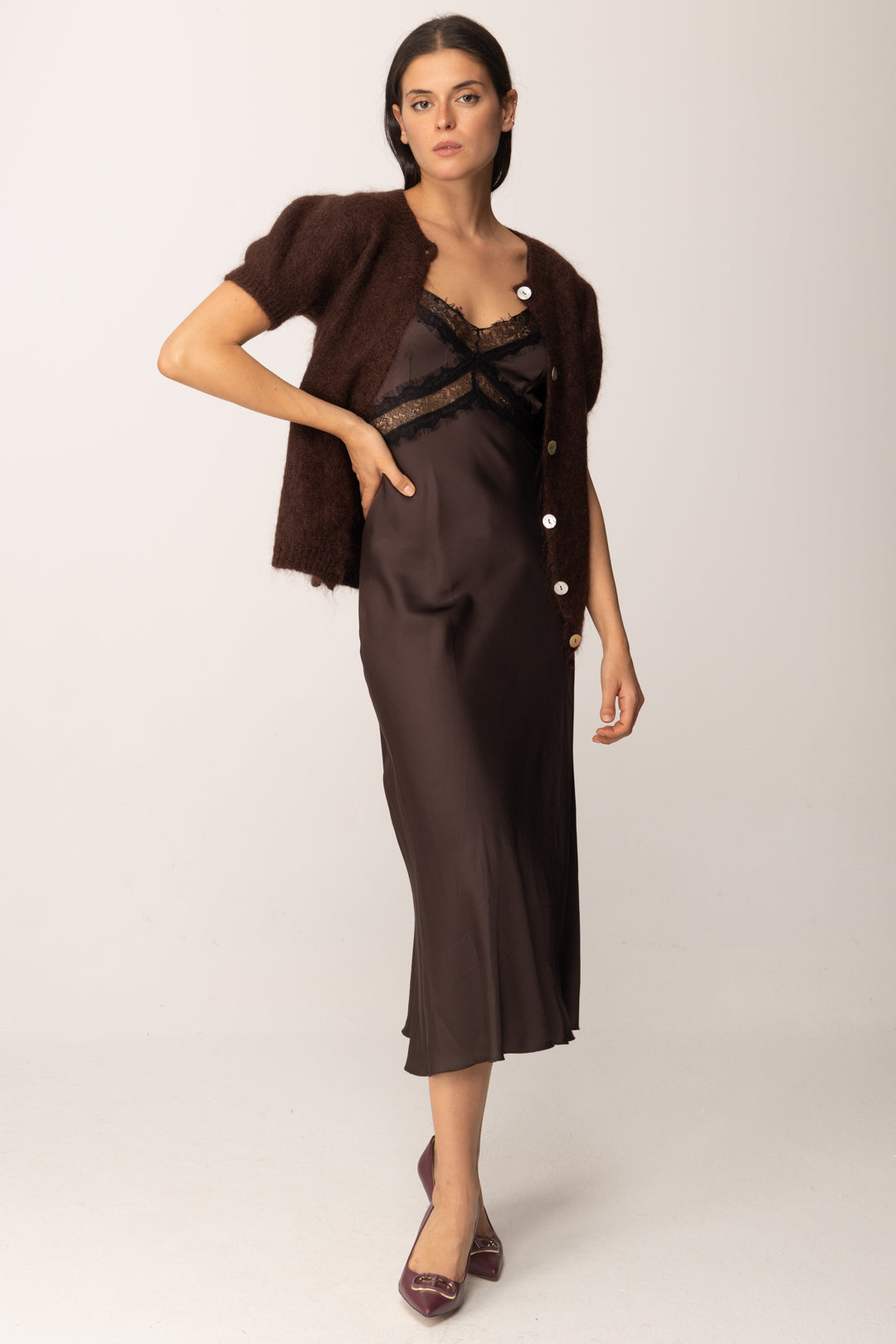 Khloe Femme Abito Lingerie In Raso con Pizzo MORO