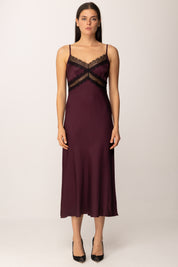 Khloe Femme Abito Lingerie In Raso con Pizzo VINO