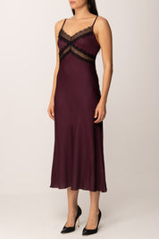 Khloe Femme Abito Lingerie In Raso con Pizzo VINO